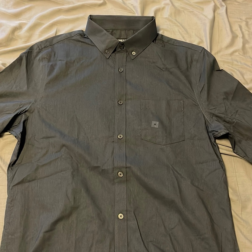 Express Men’s Charcoal Button-Down Dress Shirt